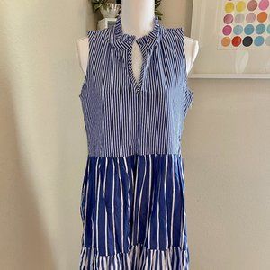 J.Crew Blue & White Striped Midi Dress Small